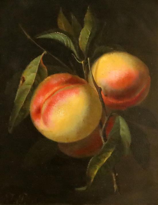 J.P. 1886 Still life of peaches 9.5 x 7.5in.